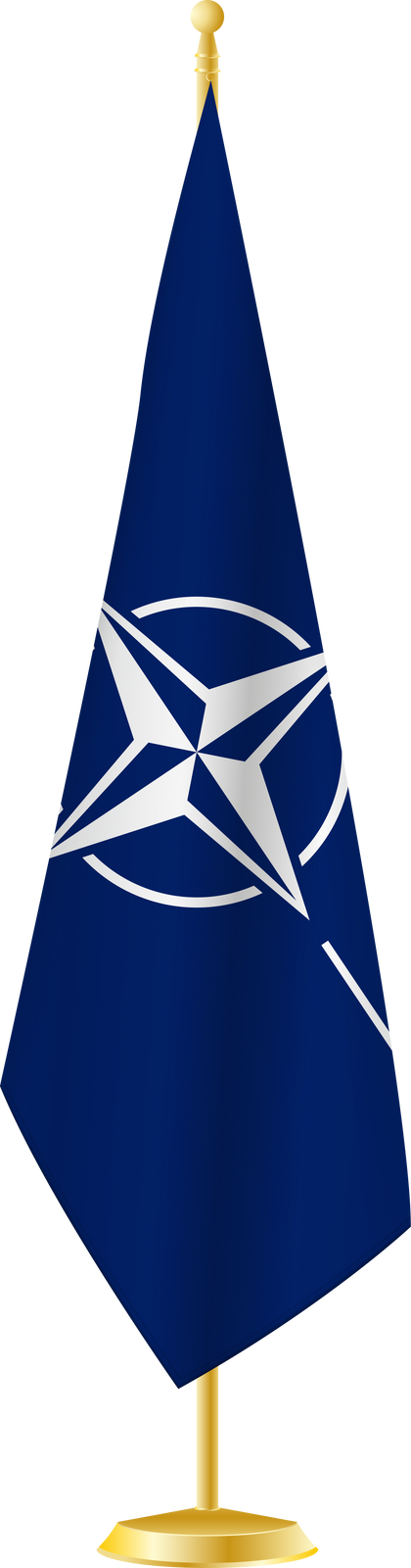 Nato flag on a flag stand.